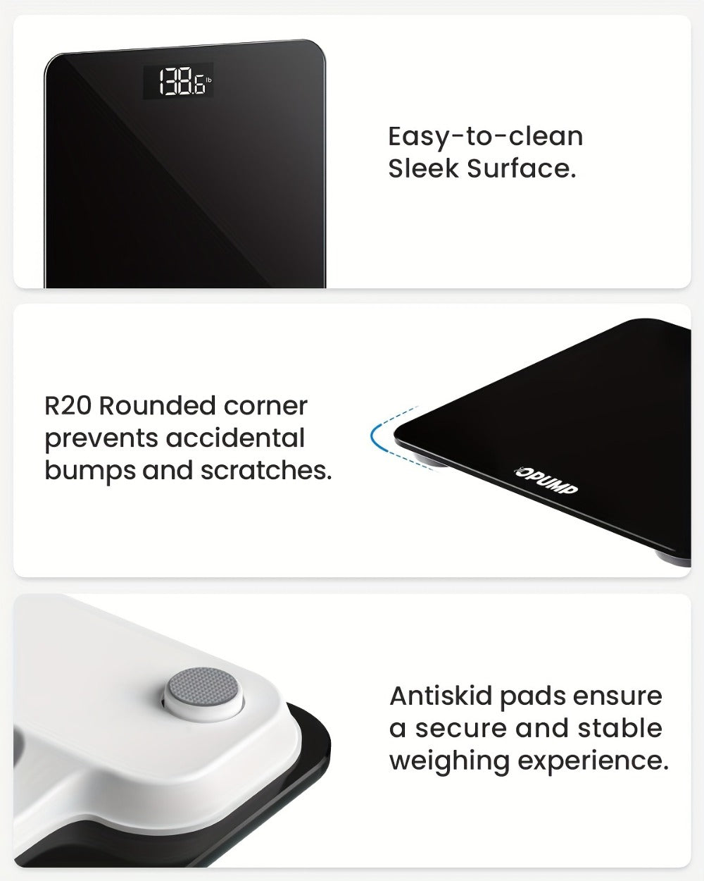 Patterned Digital Bathroom Scale with Top LED Display in Six Marble, Bronze, Black and Blue Styles