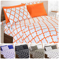 Bed Sheet Set Geometric Trellis Microfiber in Size-Dependent 4- or 6-Piece Configuration with 16-Inch Pocket