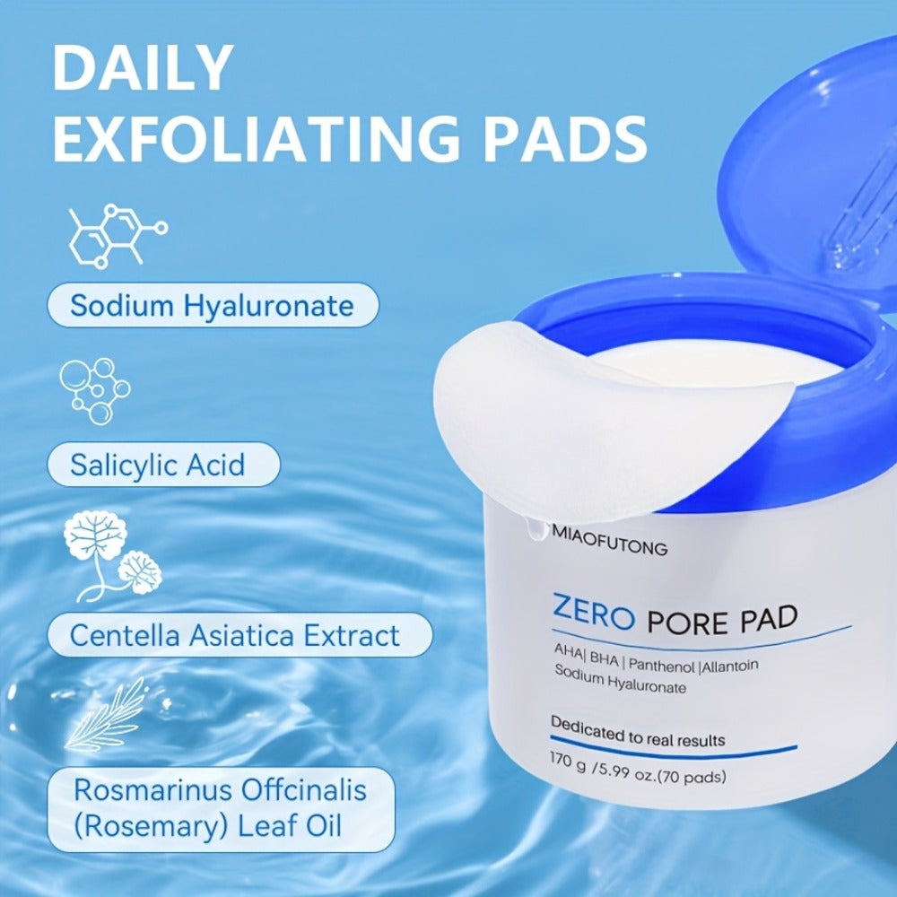 AHA BHA Toner Pads Zero Pore 70pcs - Deep Cleansing, Oil Control & Hydration with Hyaluronic Acid