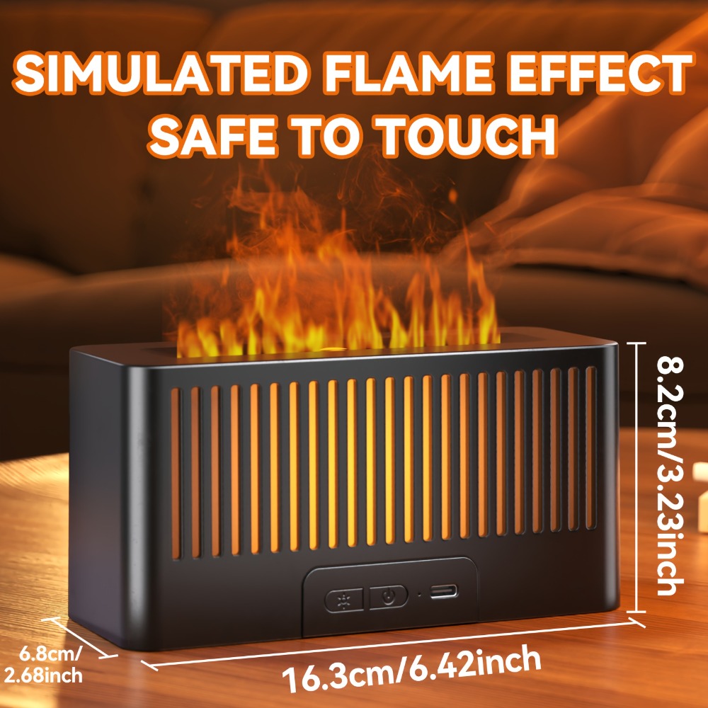 Humidifier Flame-Effect USB Diffuser with Seven LED Colors, Black or White, Single and Two-Pack Options