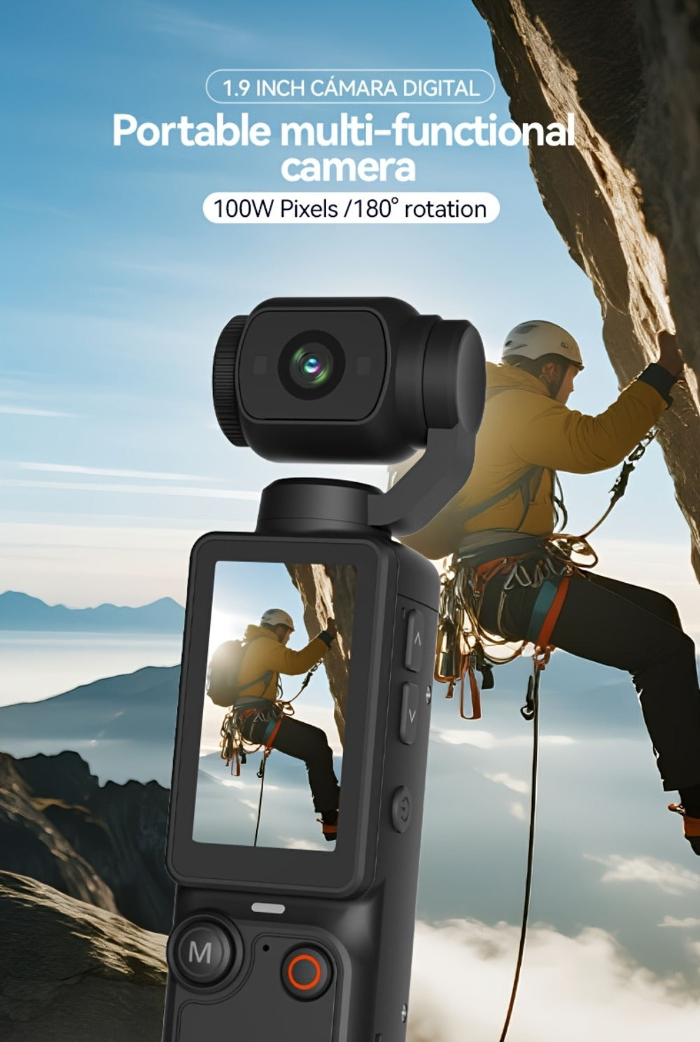 4K Pocket Camera with 180° Rotating Lens, 100MP, 2000mAh Battery & 32GB Card – 1.9" Screen, USB-C Charging, Webcam Function