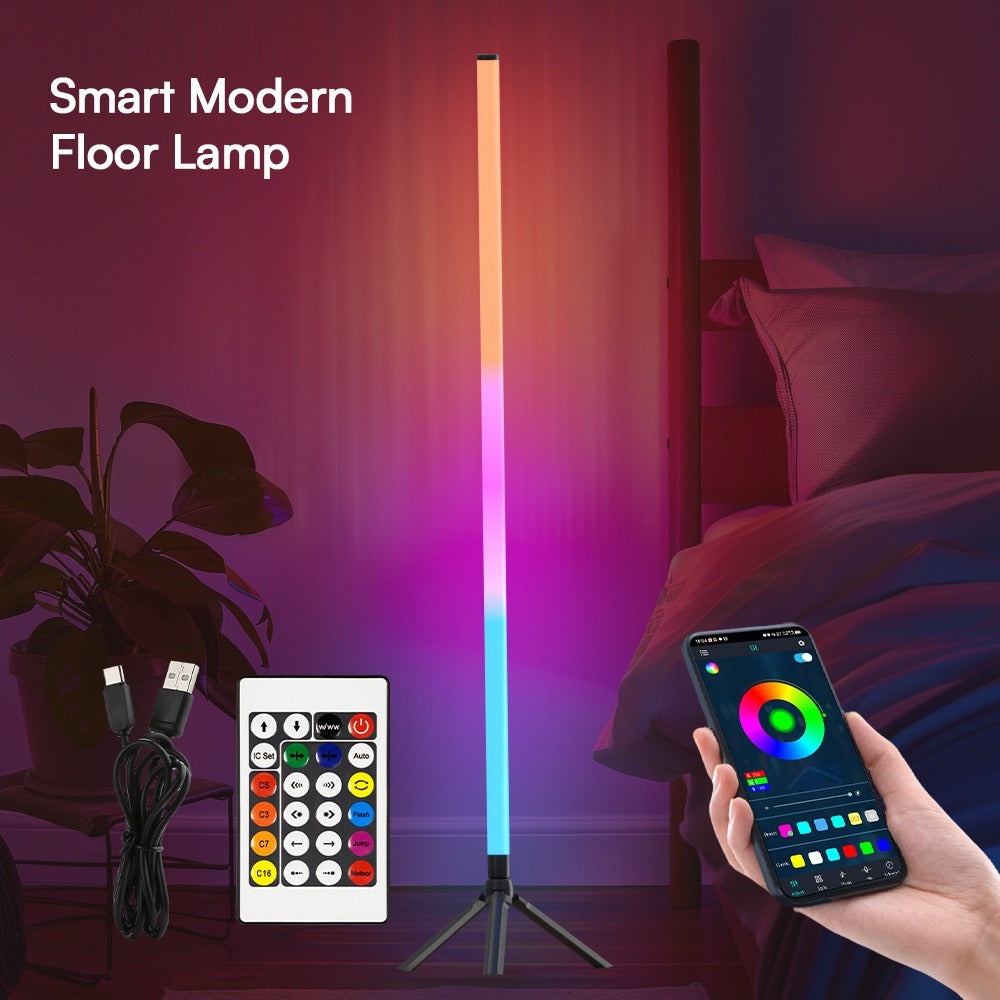 RGB Tube Light with Stand, Smart App & Remote Control, Music Sync Color Changing, Timing, USB Powered for DJ Lighting