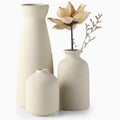 Boho Ceramic Vase Set 3pcs - Matte Nordic Minimalist Geometric Floral Design for Home Decor, Living Room