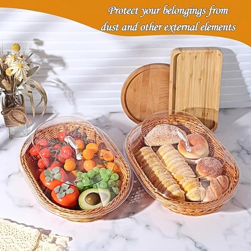 Woven Bread Basket in Square or Round Shape for Serving Bread, Fruit, Desserts and Snacks at Home or on the Dining Table