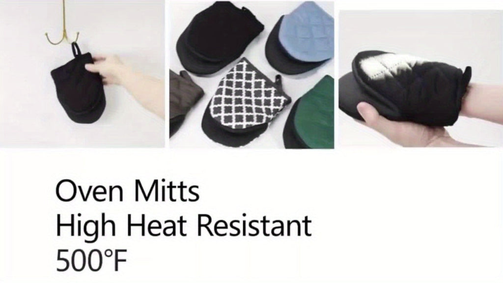Oven Mitts 2 Pack Heat Resistant Kitchen Gloves – Multi-Ply Durable Cooking Baking Gloves Food for Grilling, Camping and Outdoor Meals