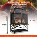 Outdoor Fireplace 39 Inch Rectangular Wood Burning Fire Pit with Grill, Spark Screen & Poker