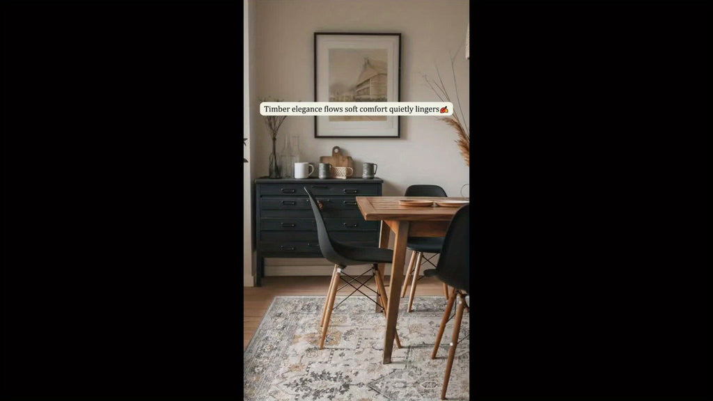 Area Rug Vintage Chenille Print in Light Taupe Brown with Eight Runner and Room Size Options