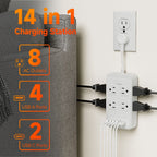 Power Strip Outlet Extender Surge Protector 8 AC Outlets 6 USB Charging Ports 4 USB-A 2 USB-C for an Everyday Personal Care Routine