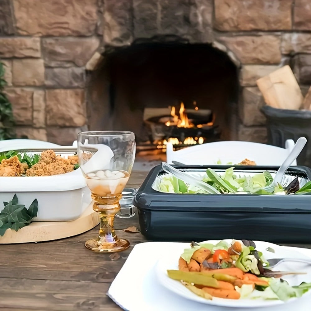 Aluminum Foil Tray with Lid - Insulated Stackable BBQ & Salad Serving Container for Outdoor Picnic