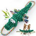 Squeaky Rope Dog Toy Crocodile Shape – Durable Cotton Rope Chew & Tug Toy with Built-In Squeaker, Teeth Cleaning