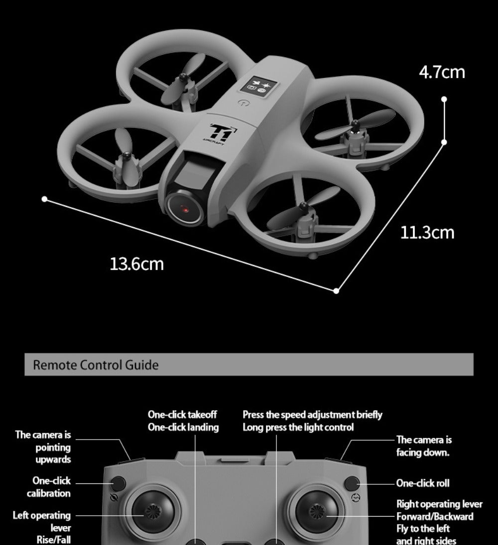 180° Rotating Dual Camera Drone Optical Flow Positioning Gyroscope Stabilization 360° Roll One-Button Takeoff Landing Calibration
