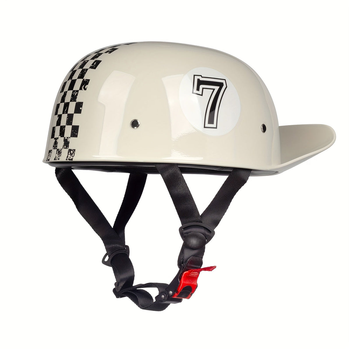 Motorcycle Helmet Crown Racing Half-Shell with Four Graphic Styles, M-XL Sizes, Padded Liner and Quick-Release Strap