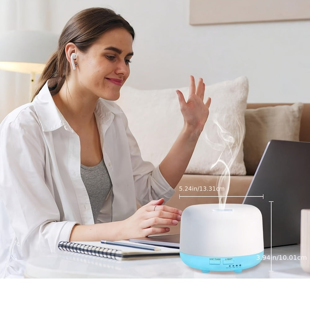 Ultrasonic Essential Oil Diffuser with Remote Control, Seven-Color Light and 300 ml or 500 ml Capacity