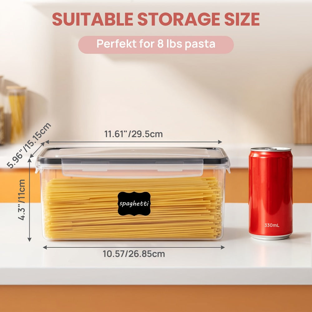 Food Storage Containers Four-Pack 108 oz PP Pantry Set with Gull-Wing Locks and Black Lids