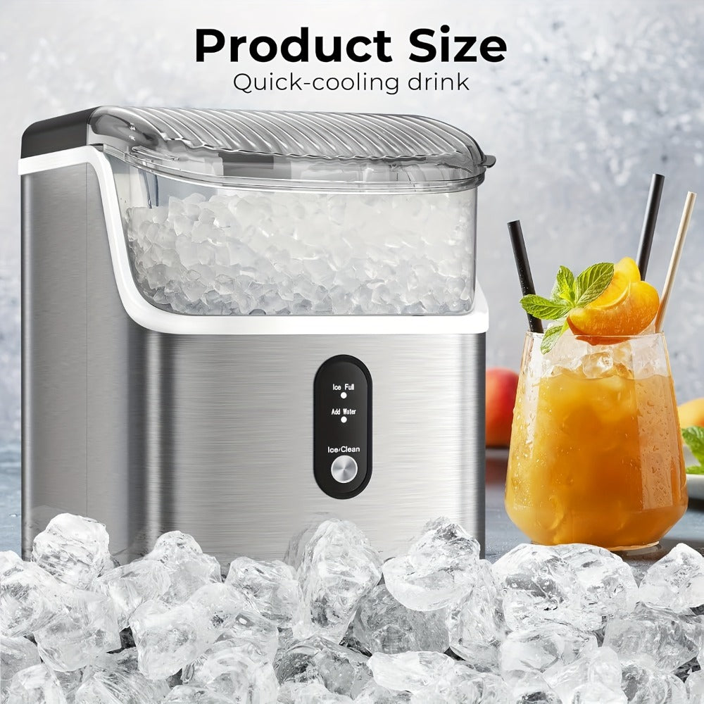 Countertop Nugget Ice Maker in 24hrs, Self-Cleaning Portable Ice Machine with Ice Scoop & Basket