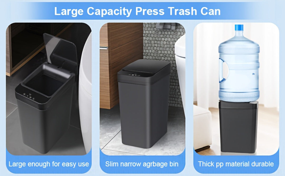 Two-Piece Motion Sensor Trash Can Set with 4.2 and 2.6-Gallon Narrow Bins in White or Black