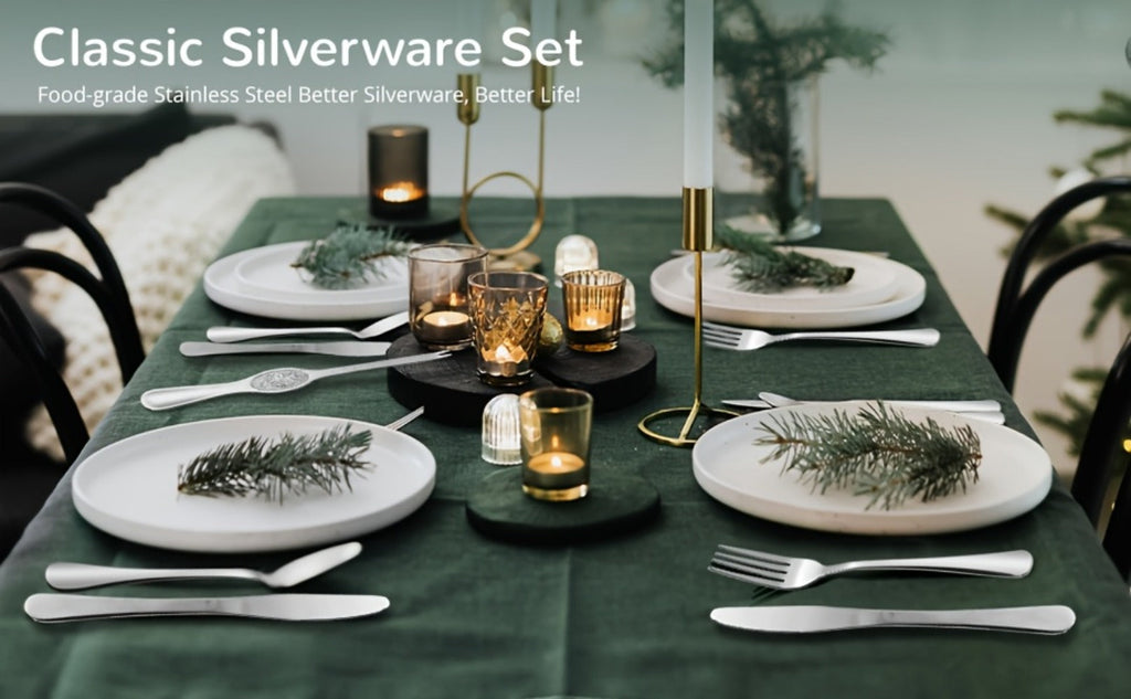 Large Flatware Set with 60-, 65- or 84-Piece Silver, Gold or Black Options and Chopstick Configurations