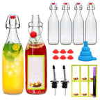 Flip Top Glass Bottles with Stopper 16oz, Airtight Swing Top Bottle for Kombucha, Juice, Vinegar