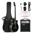 Acoustic Guitar, Black with AMP, Full Size, GLARRY, 44.5In, Full for Lessons and Practice