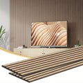 Slatted Acoustic Wall Panels, Two-Piece 11 x 92.52-Inch Set with Polyester-Fiber Backing in Walnut, Oak or Black