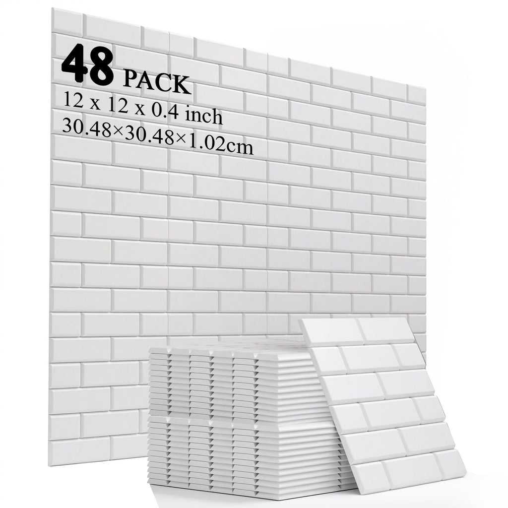 Acoustic Wall Panel shown in the Wall Tile Soundproof Panel 30L1H White48 option