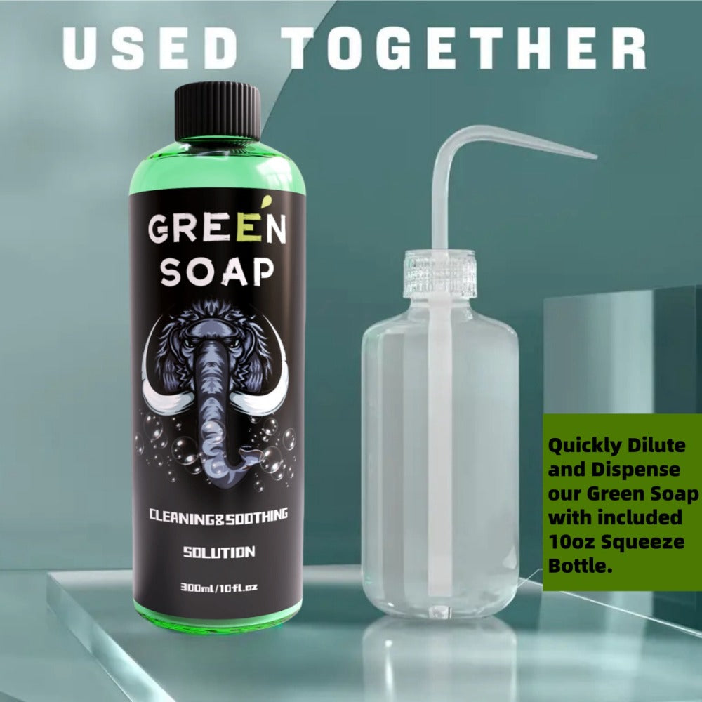 Tattoo Green Soap Kit Cleansing Solution with Squeeze Bottle – Green and Blue Tattoo Soap for Artists, Safe Color Foam Moisturizing Formula