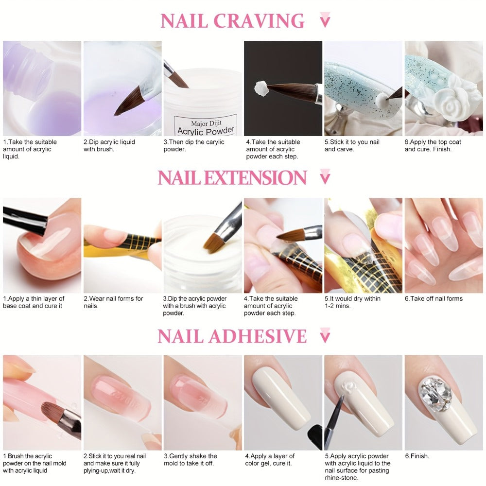 Acrylic Nail Kit with Electric Drill & UV LED Nail Lamp – Complete Professional Starter Set for Beginners with Acrylic Powder Brush Tools