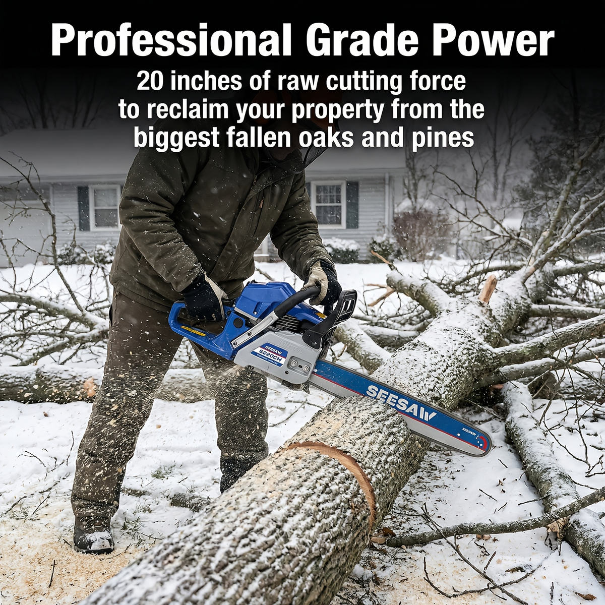 62CC 20-Inch Gas Chainsaw Kit in Five Colors with Bar Cover, Tool Pouch and Fuel Container