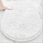 Oval Chenille-Style Bath Mat with Five Color Designs and 40 × 60 to 63 × 95 cm Size Options