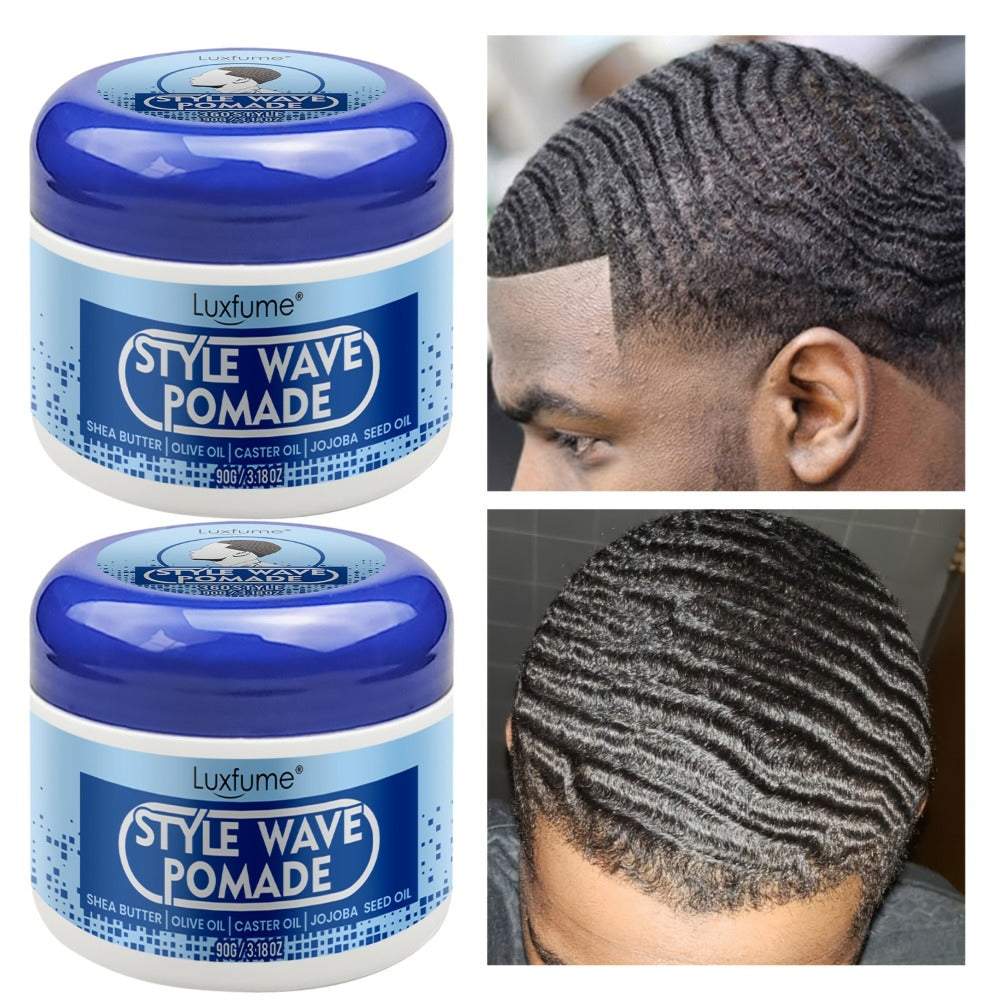 Wave Pomade 2-Pack Strong Hold & No Grease for Men – Easy Water Rinse, Perfect for Creating & Reinforcing 360 Waves