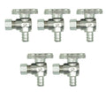 PEX Angle Stop Valve 5pcs – 1/2" PEX x 3/8" OD Compression, 1/4 Turn Shut-Off Valve, Chrome Brass