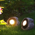 Solar Garden Light Rock Set of 2 with Warm White LEDs, IP44 Rating and Ground-Stake Installation