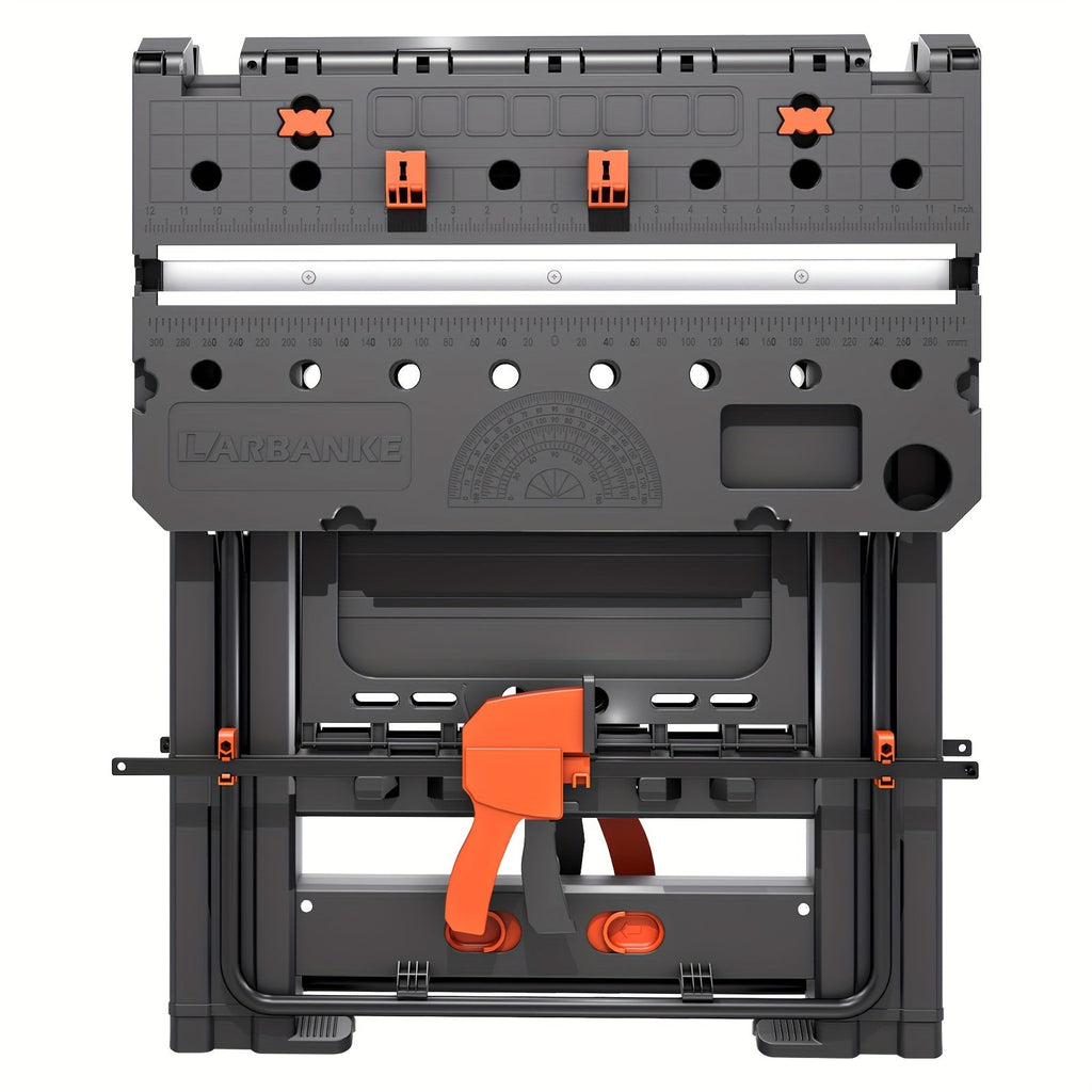 Folding Workbench 2-in-1 Portable Work Table, Height-Adjustable Sawhorse Workbench with 4 Woodworking Clamps
