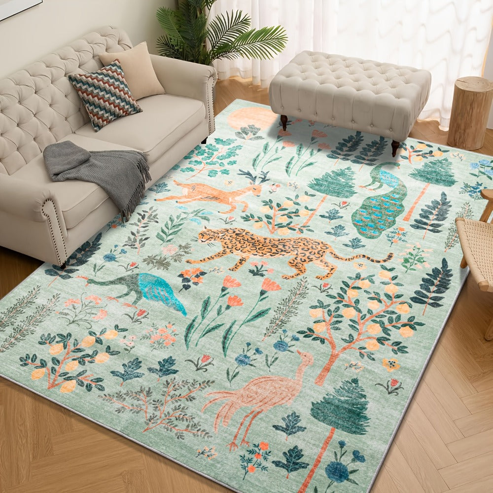 Area Rug 8x10 Floral, Forest and Geometric Print Collection with Six Machine-Washable Options