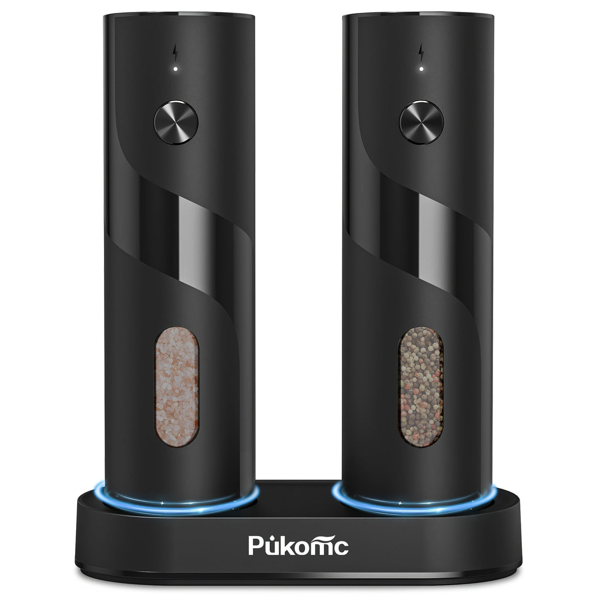 Electric Pepper Grinder Set USB-C Rechargeable with LED Light Ceramic Core Adjustable for Grilling, Camping and Outdoor Meals
