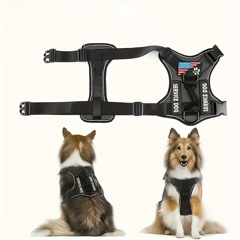Five-Patch Dog Vest Harness in Black, Red, Rose Red, Grey or Green with XS-to-XL Sizes Pictured