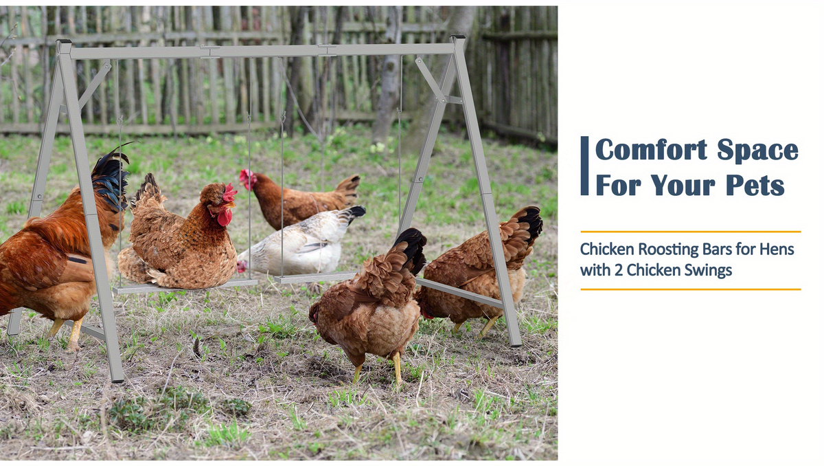 Chicken Swing Coop Toy Metal Perch for Backyard Hens Roosters Parrots Rabbits Promotes Exercise Balance for Garden, Patio and Yard Use