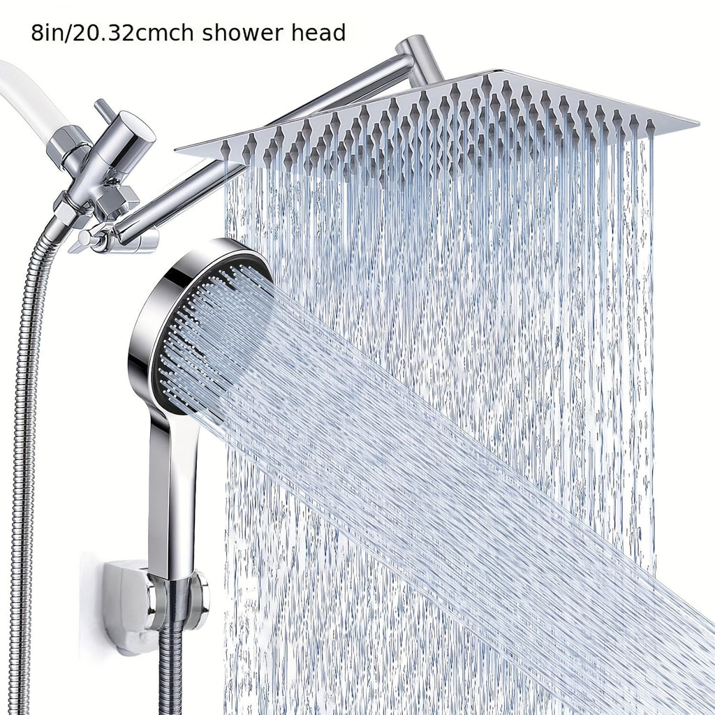 High Pressure Rainfall Handheld Shower Head Combo, 11-Inch Extension Arm, 9 Settings, 180° Adjustable, Anti-Leak with Holder