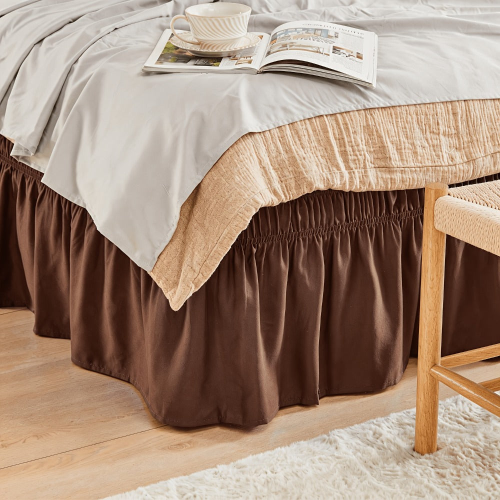 Ruffled Bed Skirt with Adjustable Elastic – Twin Full Queen King, 15-Inch Drop, Machine Washable, 30 Colors