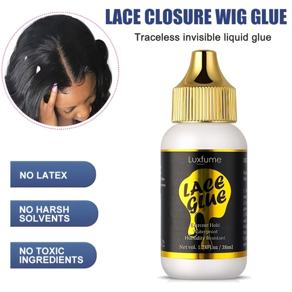 Lace Front Wig Glue Extreme Hold 3-Pack Invisible Clear Drying Liquid Adhesive for HD Lace for Home, Travel and Salon Hair Styling