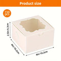 150-Pack White Treat Boxes with Scalloped Window, 4 x 4 x 2.5-Inch Size and Fold-Flat Design