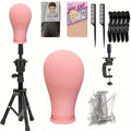 Mannequin Head Wig Stand Set with Adjustable Tripod 22 Inch Cosmetology Manikin Head for Wigs Styling Practice Display Pink Black White Home