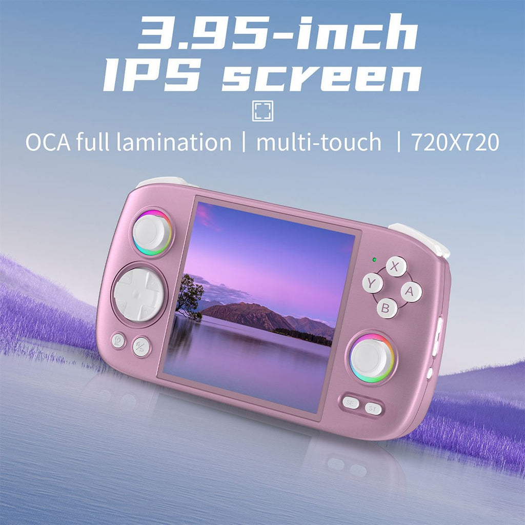 Handheld Game Console Anbernic RG Cube with 3.95-Inch IPS OCA Full-Lamination, 720x720 (Square), Multi-Touch, 128GB game-card bundle