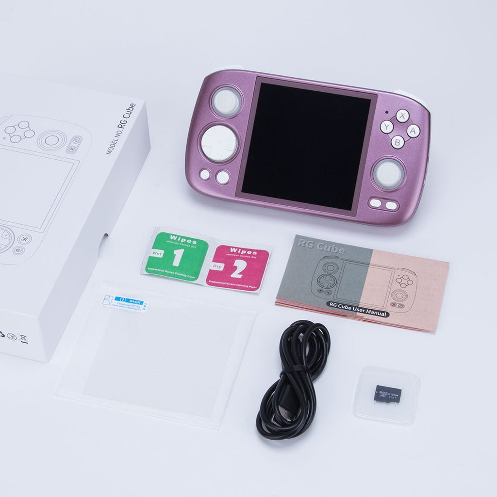 Handheld Game Console Anbernic RG Cube with 3.95-Inch IPS OCA Full-Lamination, 720x720 (Square), Multi-Touch, 128GB game-card bundle