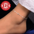 Sideways Cross Anklet with Silvery Chain, 21 cm Length and 3 cm Extension in S925-Marked Design