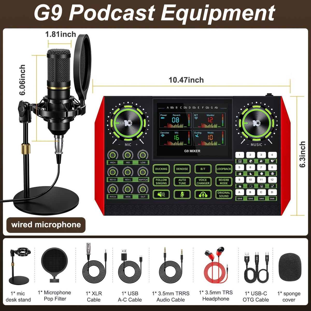 G9 and G10 Podcast Audio Mixer Console with RGB Accents, USB-C and 3.5mm Connections and Five Package Options