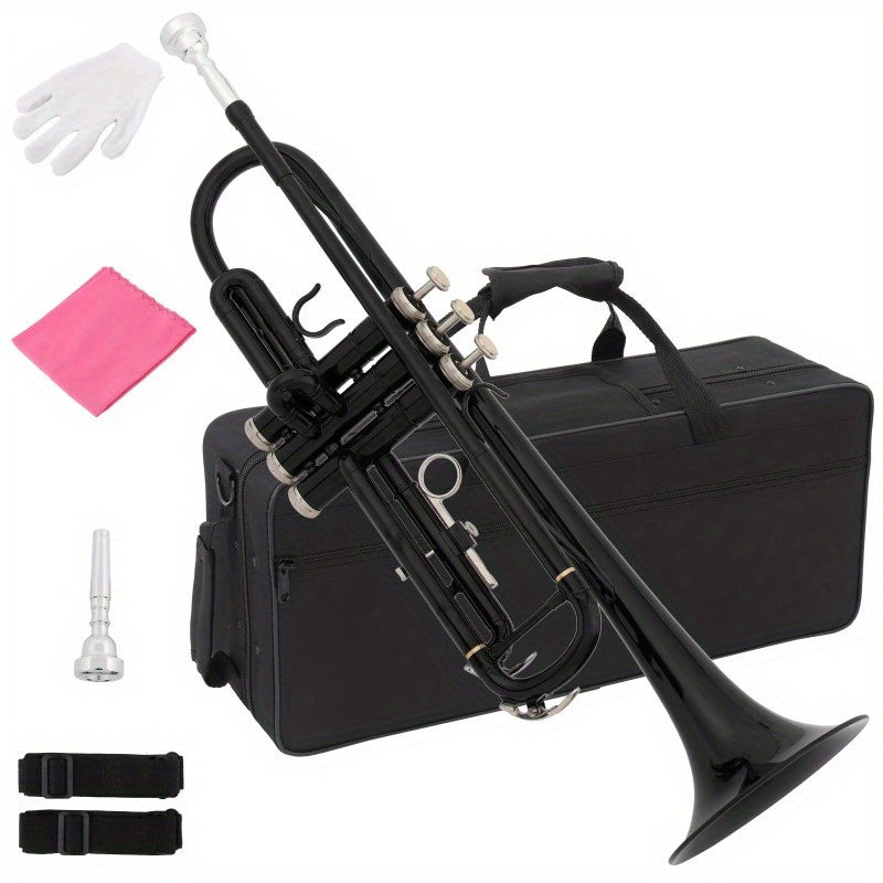 B-Flat Trumpet, 8.7 Cm, 50 Cm, Black, Nickel, Plating for School Band