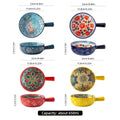Ceramic Salad Bowl Set of 4 Bohemian Style 8.7 Inch with Handles Microwave and Oven Safe Colorful Serving Bowls for Home Baking Table
