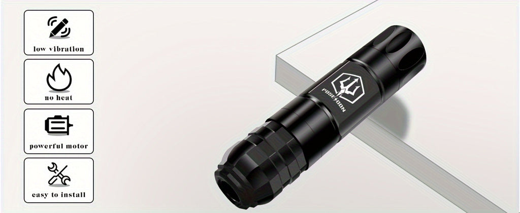 Tattoo Machine Kit POSEIDON TK035 Wireless Rotary Pen with LCD, 1500mAh Battery, 20 Cartridges and Practice Supplies