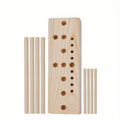 9-Piece Wooden Wreath & Bow Maker Crafting Tool Set, DIY Floral Wreath Molds with Wooden Sticks Rope Checkered Fabric